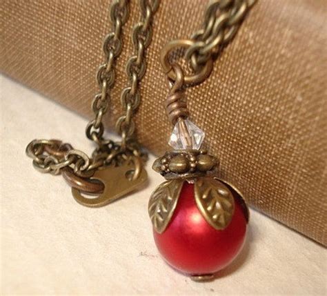 Vintage Red Pearl Necklace Pearl Necklace Jewelry Vintage