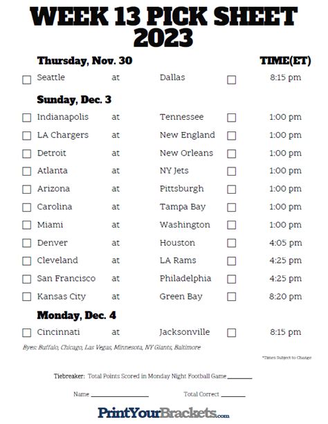 Nfl Weekly Pick Em Printable - Printable Word Searches