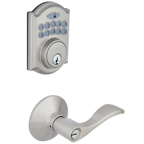 Defiant Castle Satin Nickel Keypad Deadbolt with Naples Keyed Entry Door Lever Combo-Pack ...