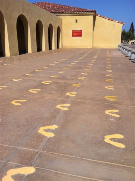 The historic yellow footprints,,,,, this has got to be MCRD San Deigo. The footprints I stood on ...