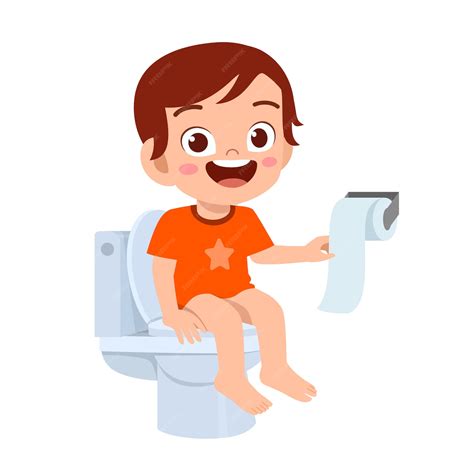 Premium Vector | Happy cute kid boy sit on the toilet