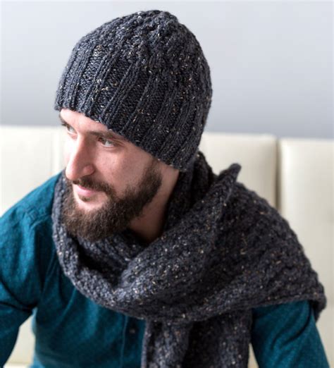 Men's Cable Hat and Scarf - Knitting Board | Loom knit hat, Knit hat for men, Loom knitting ...