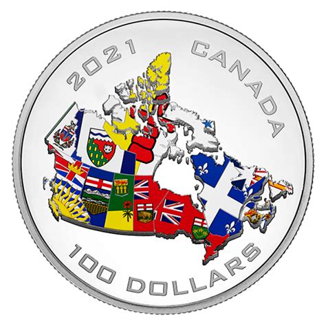 2021 Canadian $100 Canada’s Provincial and Territorial Flags - 10 oz Fine Silver Coin