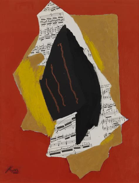 Robert Motherwell, "Untitled (Red Collage with Music and Crayon Lines)" (1990) | PAFA ...