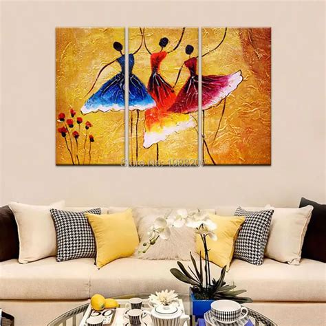 3 Panels Abstract Ballet Dancers Oil Painting Picture Printed on Canvas ...