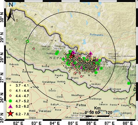 Seismicity map of the study area during the period from 1st January to ...