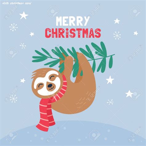 10 Sloth Christmas Card