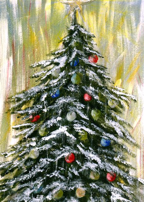 Christmas Tree Painting Painting by Cherie Taylor