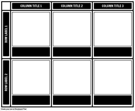 3 Columns by 2 Rows Storyboard Chart Template with Titles and Descriptions