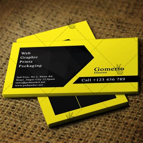 Yellow&Black Business Card - Free PSD Template