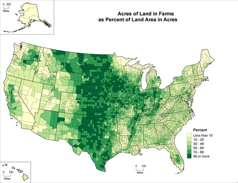 Farmland as a percentage of total land area in the... - Maps on the Web