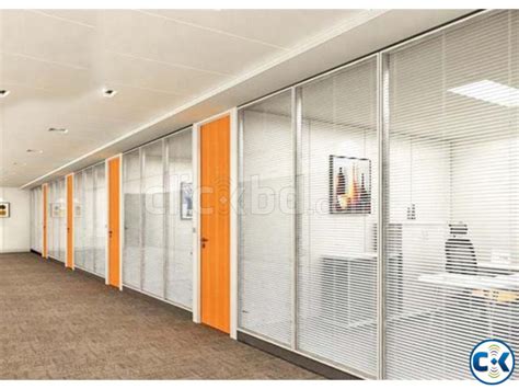 Demountable Soundproof Office Partition Double Glass Fixed