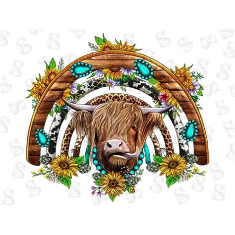 Highland Cow Western Rainbow Png,Watercolor Highland Cow Png - Inspire ...