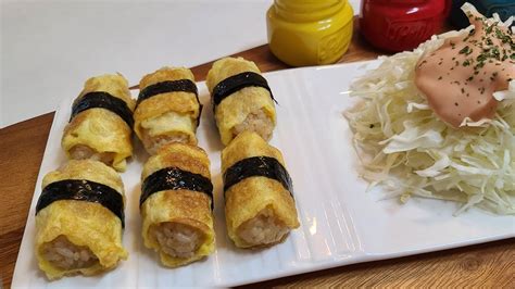 Ready in 5 minutes! Breakfast Idea Egg Sushi ️ Egg roll sushi recipe - YouTube