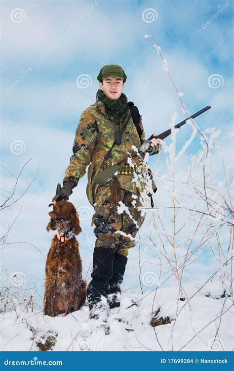 Hunter With His Hunting Dog Waiting For The Hunt Stock Photo - Image ...