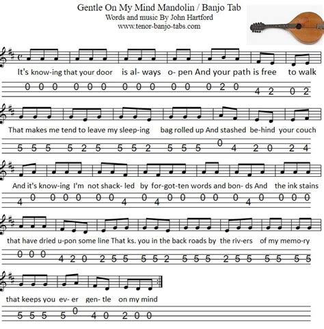 Gentle On My Mind Mandolin And Banjo Tab - Tenor Banjo Tabs