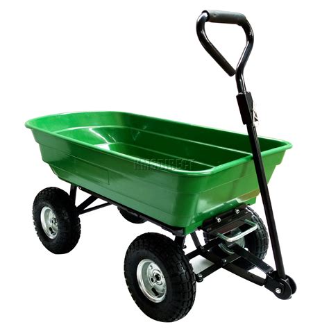 BIRCHTREE Heavy Duty Garden Dump Truck Tipping Trailer Trolley Cart ...