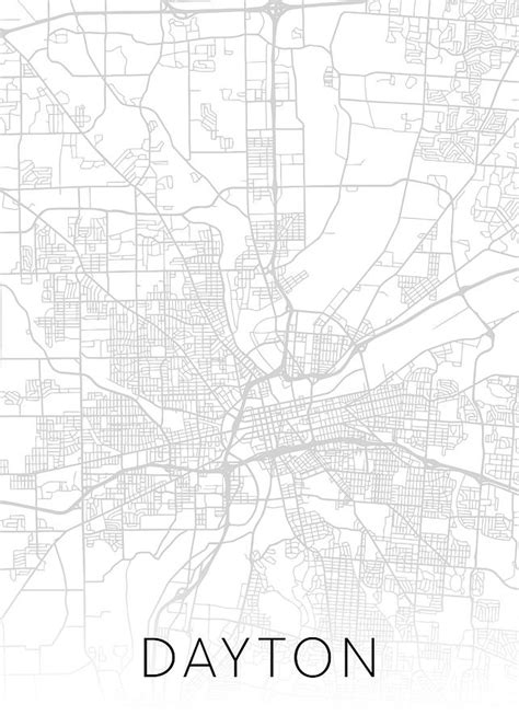 Dayton Ohio City Street Map Minimalist Black and White Series Mixed ...