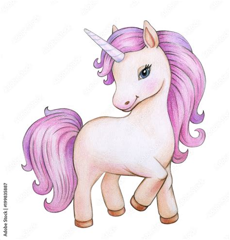 Cute unicorn cartoon, isolated on white. Stock Illustration | Adobe Stock