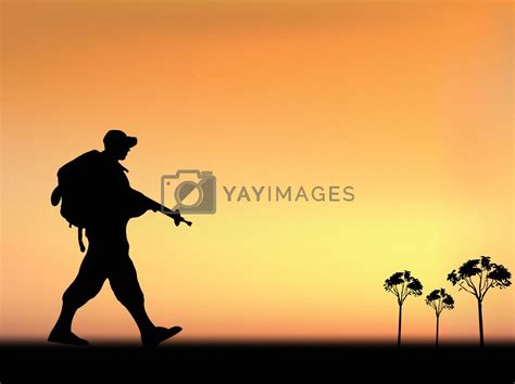 Silhouette of an army soldier walking by xprmntl Vectors ...