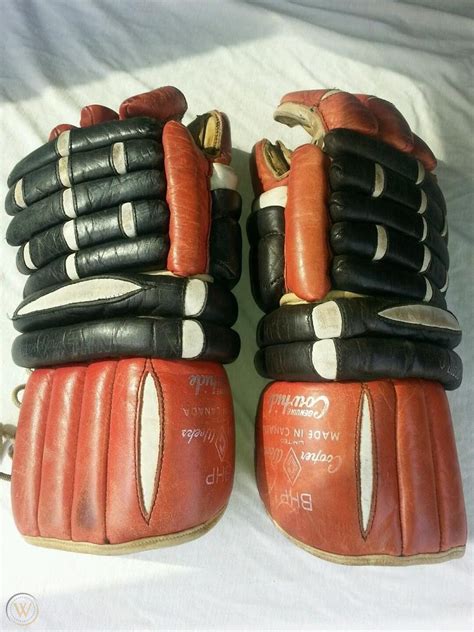 Vintage pro hockey gloves Blackhawks colors purchased at a show in Chicago | #1735411027