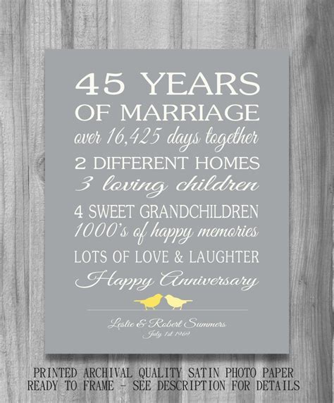 45th Wedding Anniversary Gift CUSTOMIZED Personalized Love