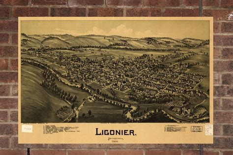 Vintage Ligonier Print, Aerial Ligonier Photo, Vintage Ligonier PA Pic ...