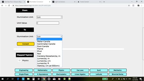 The Calculator Encyclopedia Converts Units of Illumination in Light ...
