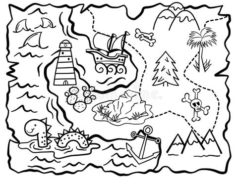 Treasure Map Clipart Black And White