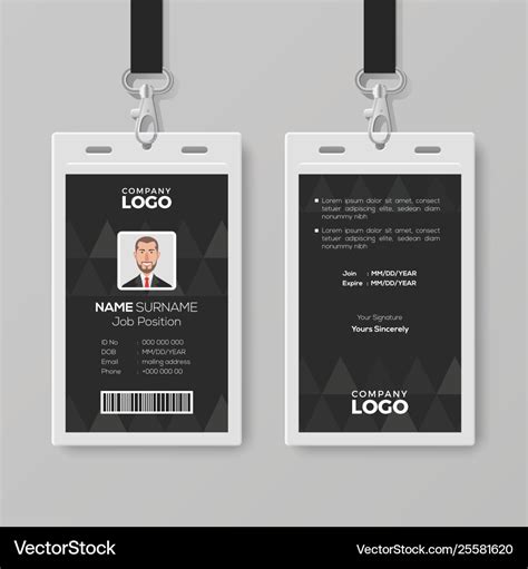 Elegant black id card design template Royalty Free Vector