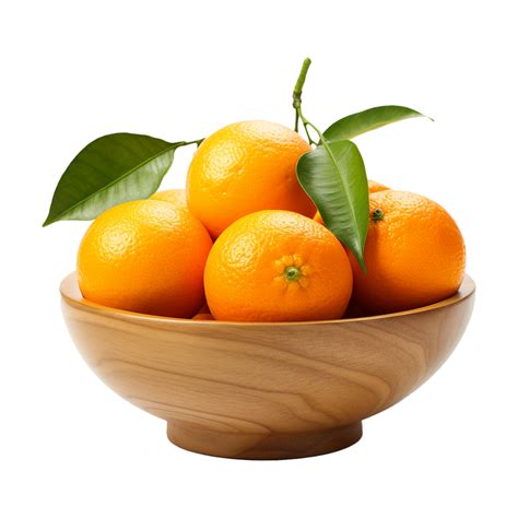 AI generated Oranges in wooden bowl isolated on transparent background ...