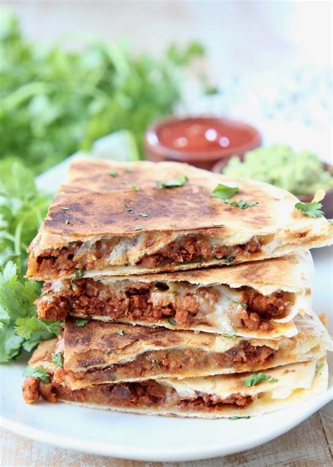 Soy Chorizo Quesadilla Recipe - WhitneyBond.com | Chorizo recipes dinner, Chorizo recipes ...