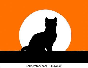 Silhouette Cat Sunset Stock Illustration 148373534 | Shutterstock