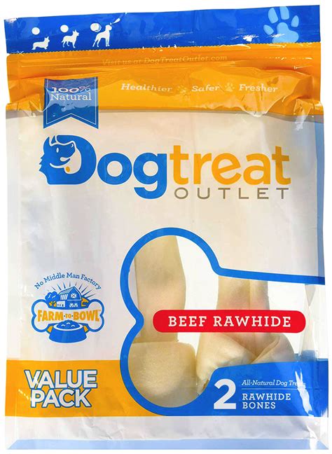 Dog Rawhide Bones for Large Dogs - 2 Pack