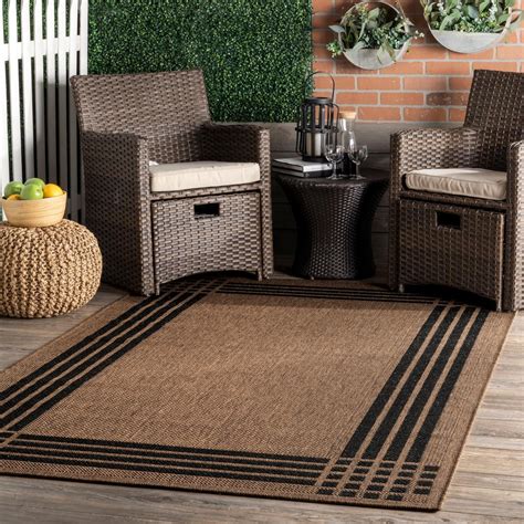 nuLOOM Gigi Striped Border Indoor/Outdoor Area Rug, 8' x 10', Brown - Walmart.com