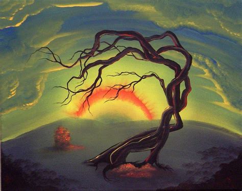 SALE ORIGINAL SURREAL LANDSCAPE PAINTING IRONDOG Surreal Tree