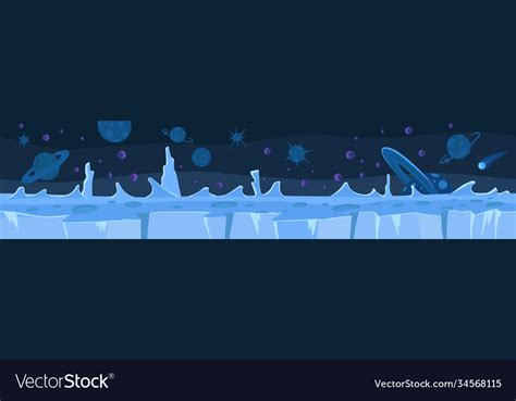 Cold ice planet game background seamless pattern Vector Image