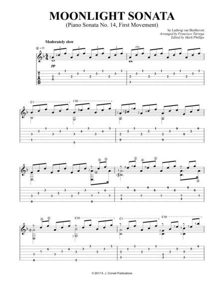 Moonlight Sonata Sheet Music | Ludwig van Beethoven | Guitar Tab