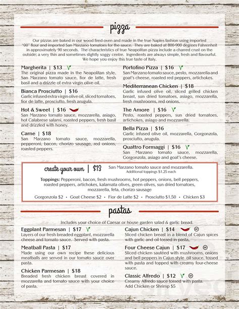 Cafe Amore menu in St. Catharines, Ontario, Canada