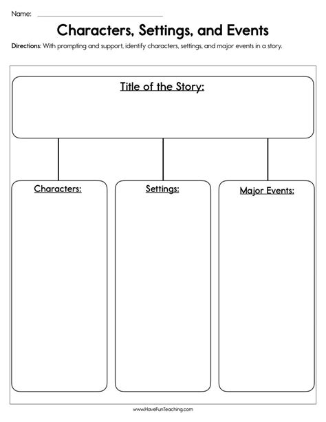 Characters, Settings, and Events Worksheet - Have Fun Teaching | Character worksheets, Character ...