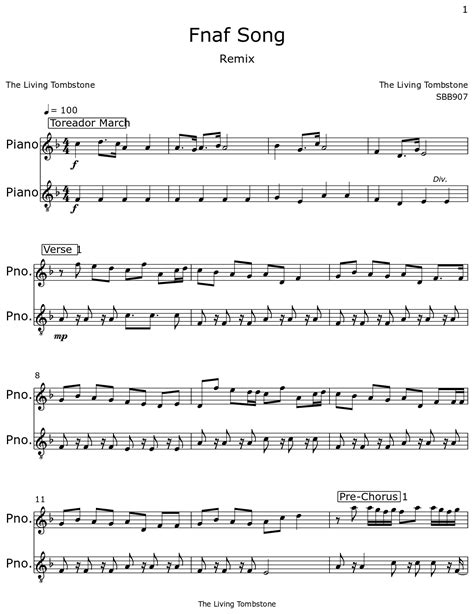 Fnaf Song - Sheet music for Piano