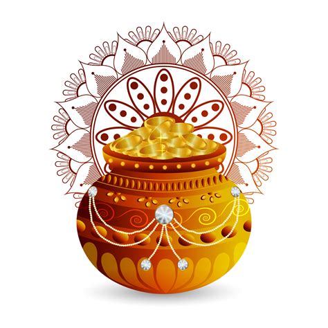 Happy dhanteras and happy diwali gold coin kalash 11841916 PNG