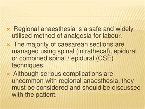 Complications of regional anaesthesia in obs