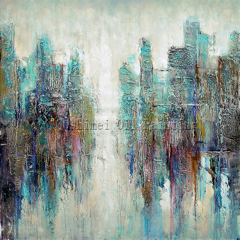 Master Artist Handmade High Quality Modern Abstract Oil Painting On Canvas Light Green Abstract ...