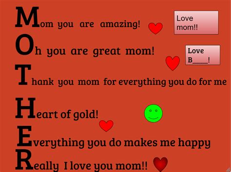 Mother Acrostic Poem Template