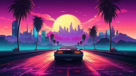 Desktop Wallpaper Desktop Background Synthwave Car Retro Digital ...