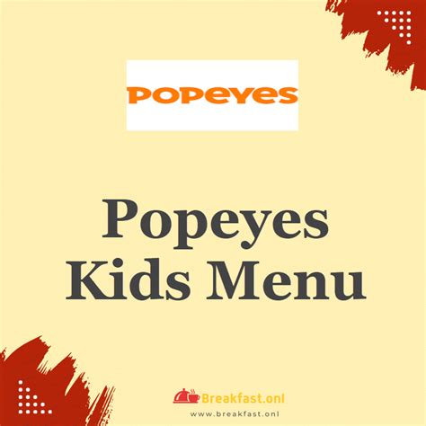 Popeyes Kids Menu with Prices 2024 - Meals, Deals, Calories - Breakfast