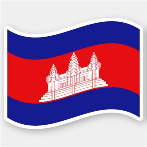 Angkor Wat Cambodian Flag Wave Sticker | Zazzle.com