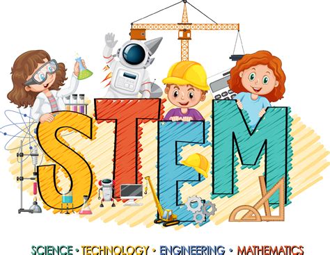 STEM education logo with children cartoon character 3531606 Vector Art at Vecteezy