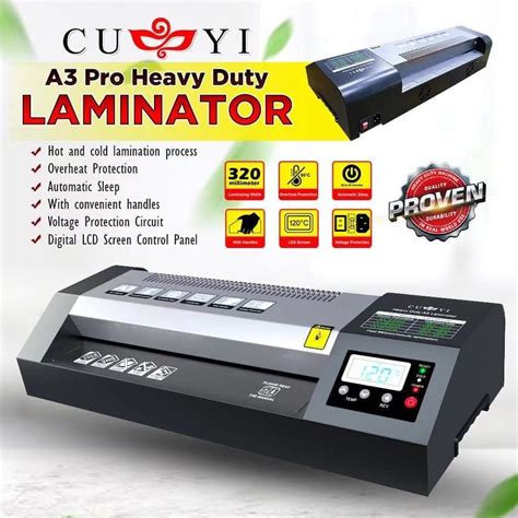 CUYI A4&A3 Size Laminator HOT & COLD with REVERSE Function 220V Heavy Duty Laminating Machine ...